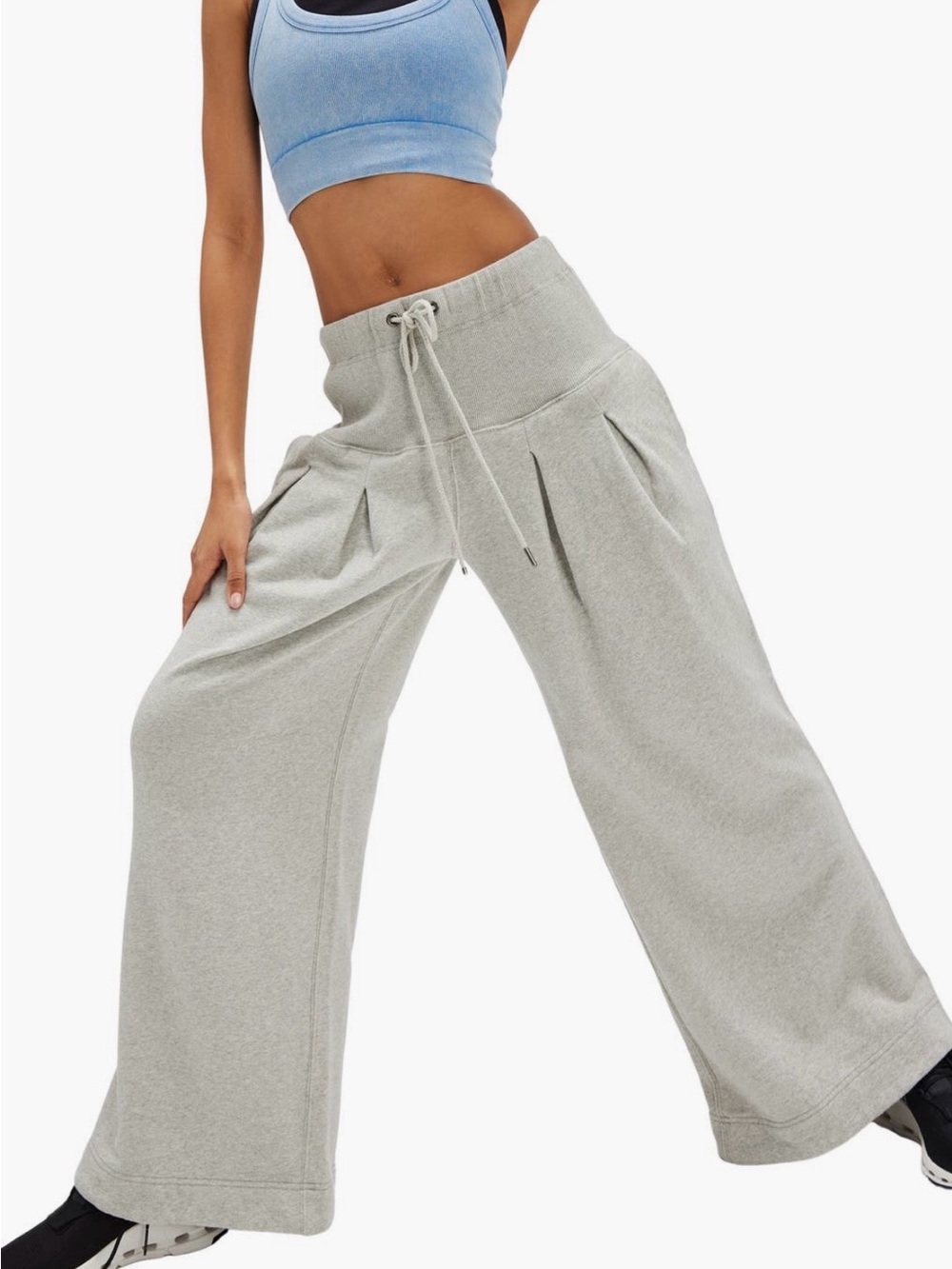 FP Movement by Free People Siren Light Gray Wide Leg Drawstring Pants